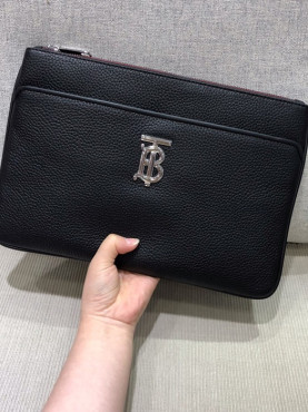  2020 TB Leather Clutch Bag , 30cm - 버** 2020 TB 남여공용 레더 클러치백 ,BURB0401,30cm,레드,블랙