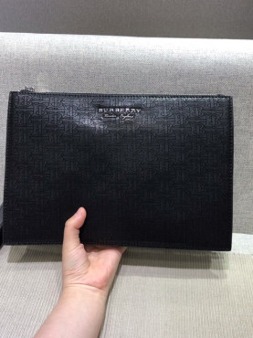  2020 TB Leather Clutch Bag , 30cm - 버** 2020 TB 남여공용 레더 클러치백 ,BURB0403,30cm,블랙