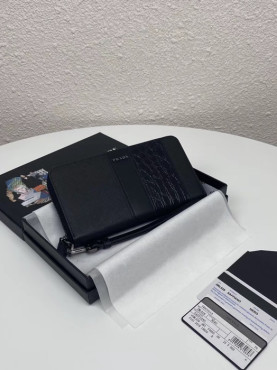  2020 Saffiano Mens Zip Round Wallet, 2ML028 - 프** 2020 사피아노 남성용 지퍼 라운드 장지갑,PRAW0170,20CM.블랙,네이비