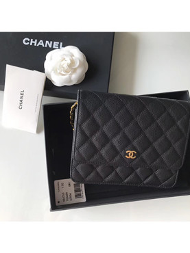 [CHANEL]샤* 클래식 체인 지갑 A84310-4 캐비어 금장