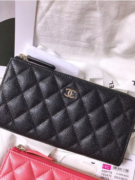 [CHANEL]샤* 지퍼 장지갑 A68788-1 캐비어 은장