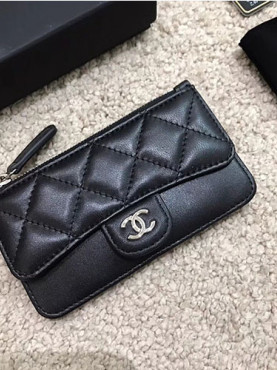 [CHANEL]샤* 카드지갑 13cm-4 램스킨 은장