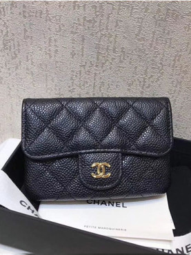[CHANEL]샤* 클래식 카드&동전지갑 11cm-4 캐비어 금장