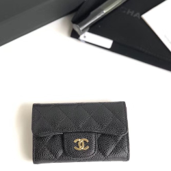 CHANEL 샤* 카드지갑 케비어 금장 A80799
