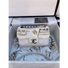 CHANEL 샤* 램스킨 이미테이션펄 스트라스 스몰 플랩백 AS2978