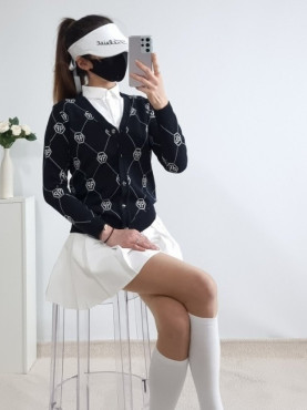  필*플** 멀티 시그니처 패턴 골프가디건
