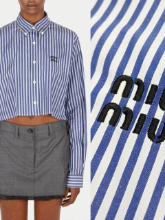  미*미* 크롭 스트라이프셔츠