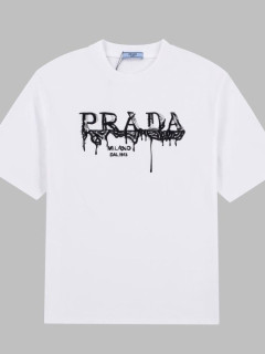 prada 프** 로고 자수 티셔츠