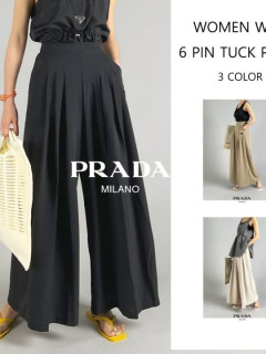  프** 6 pin tuck wide pants