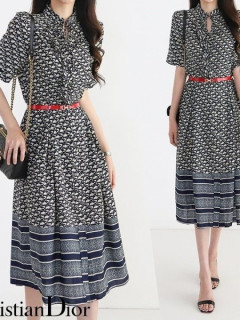DIOR 디* Nylon stretch logo printing dress